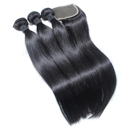 5x5 Straight Lace Closure With Straight Bundles Deal