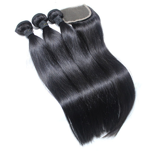 5x5 Straight Lace Closure With Straight Bundles Deal